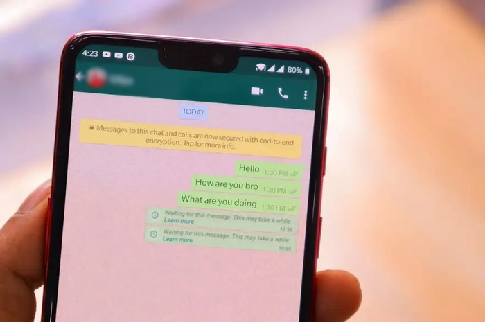 Tampilan notifikasi Waiting for message whatsapp