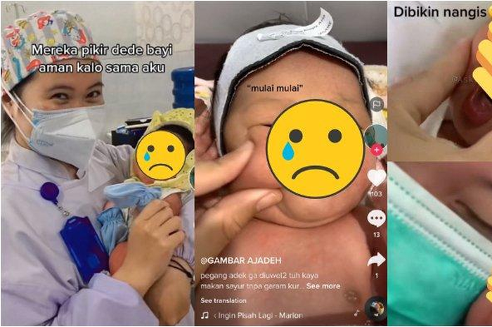 Demi konten, oknum nakes sengaja unyel-unyel pipi bayi sampai nangis.