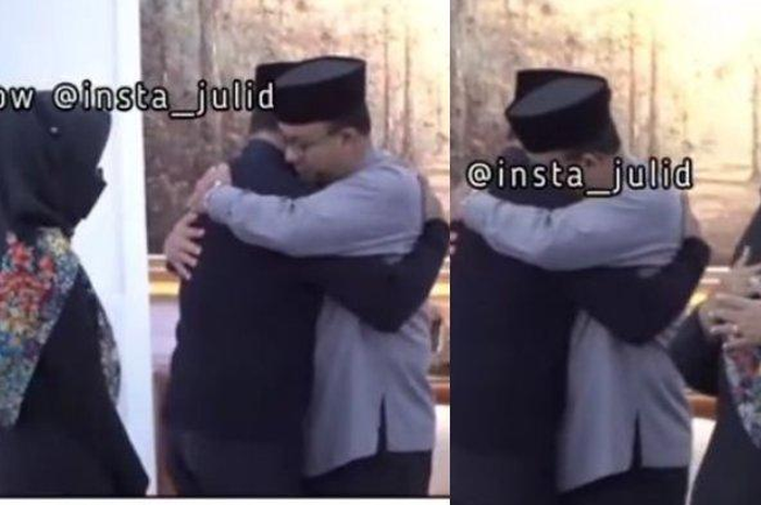 Gubernur Jawa Barat Ridwan Kamil menangis tersedu dipelukan gubernur DKI Jakarta Anies Baswedan.