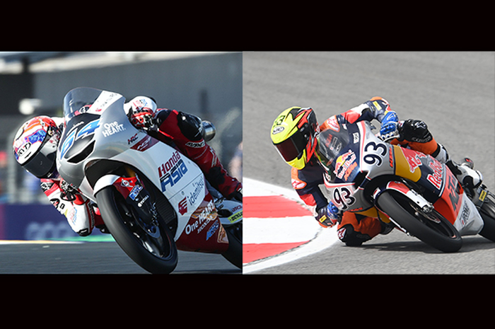 Dua pembalap Indonesia tampil di MotoGP Jerman 2022 di sirkuit MotoGP Sachsenring, Mario Suryo Aji (kiri) dan Fadillah Arbi Aditama (kanan)