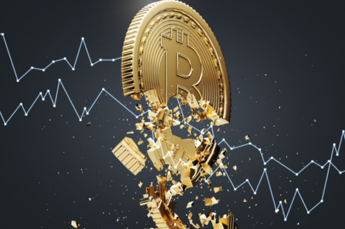 Ilustrasi harga bitcoin turun hingga USD 11.000