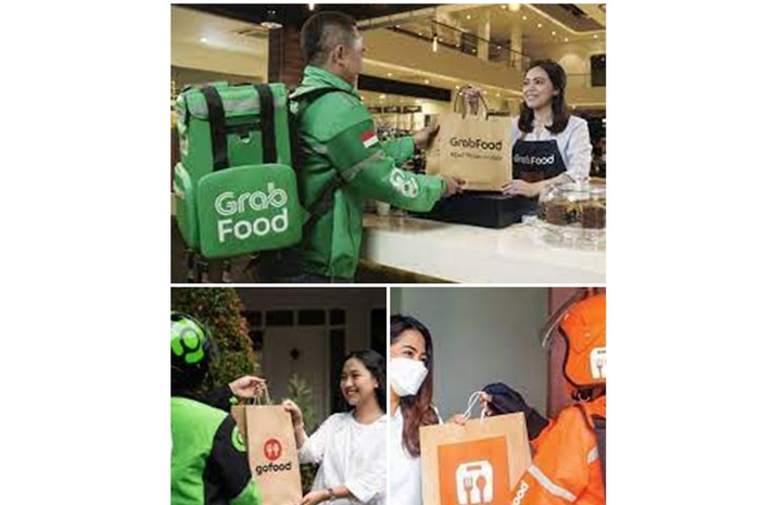 Ilustrasi GrabFood, GoFood dan ShopeeFood