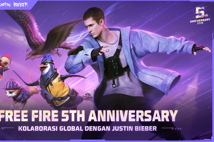 Free Fire 5th Anniversary, Garena akan buat konser Justin Bieber.