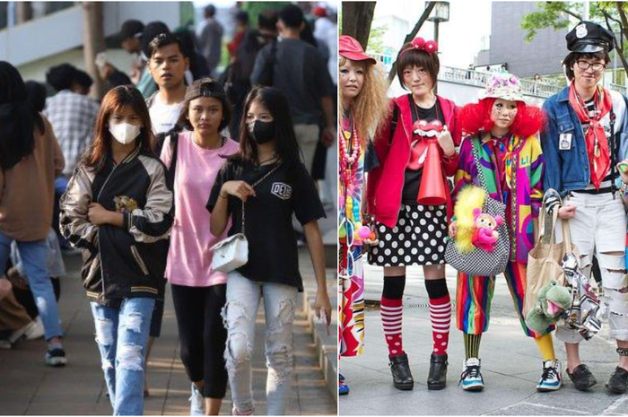 Citayam Fahion Week (Kiri) Harajuku Street Style (Kanan).