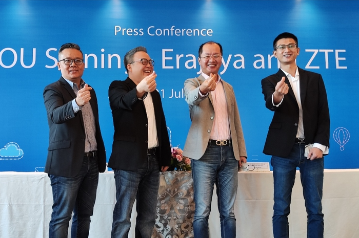Penandatanganan kolaborasi ZTE dan Erajaya Digital, Kamis (21/7). Tandai HP ZTE kembali ke Indonesia dalam waktu dekat.