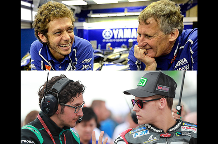 Sosok di balik layar sukses pembalap MotoGP juara dunia, Valentino Rossi dan crew chief Jeremy Burgess (atas) dan Fabio Quartararo dengan crew chief Diego Gubellini (bawah)