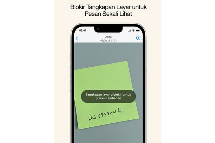 Tampilan notifikasi yang muncul dalam fitur anti screenshot WhatsApp