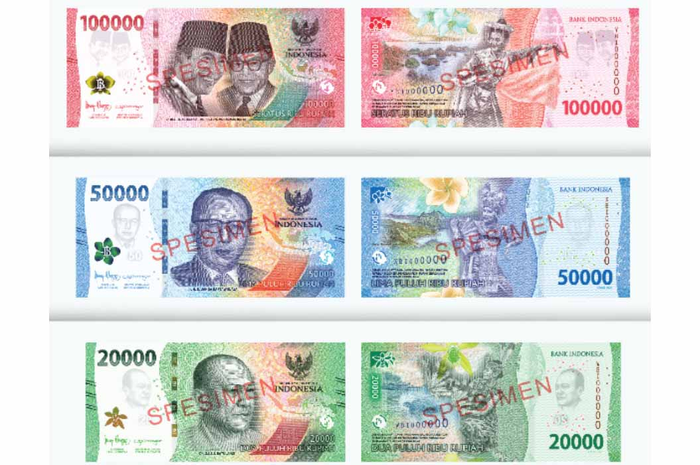 Uang baru yang beredar memiliki desain baru yang terdapat tokoh, pemandangan alam, dan tarian.