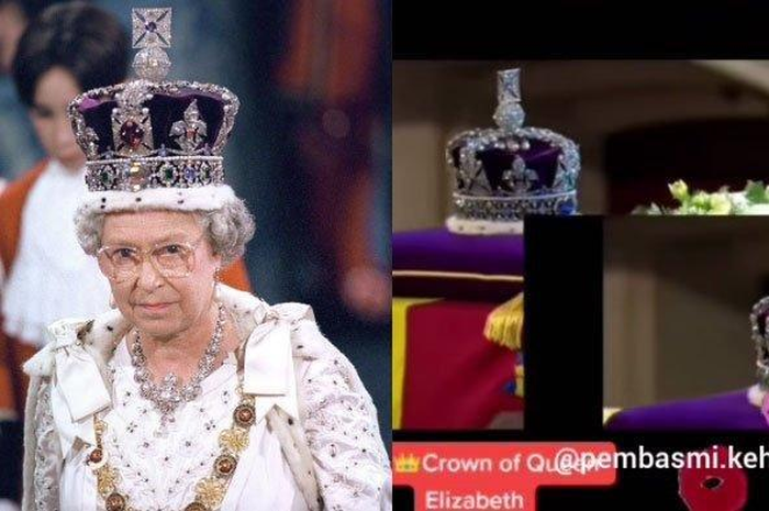 Potret mahkota mewah damping peti jenazah Ratu Elizabeth II