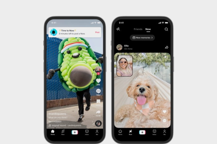 Ilustrasi aplikasi TikTok Now yang sudah bisa diinstall melalui Play Store (Android) dan App Store (iOS).