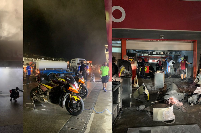 Paddock tim Marc VDS di MotoGP Jepang 2022 terbakar.