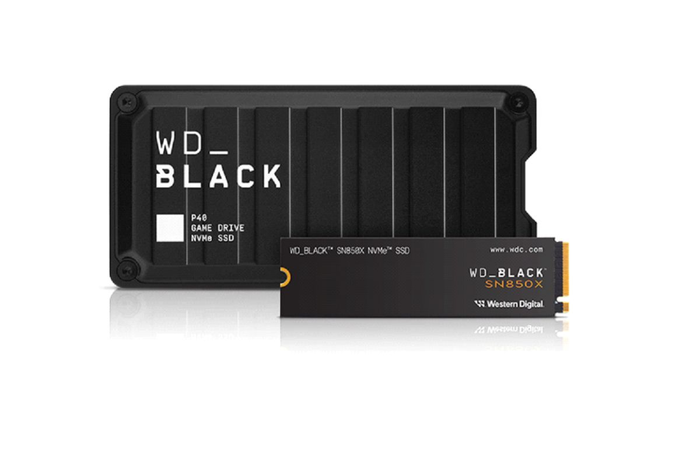 WD_BLACK P40 Game Drive SSD (kiri) dan WD_BLACK SN850X NVMe SSD (kanan) bisa menjadi solusi bagi pemain game yang ingin media penyimpanan minim latensi dan berperforma tinggi