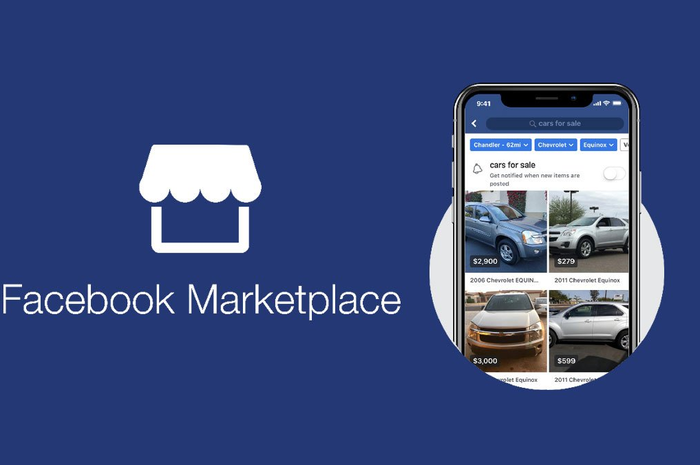 List penjualan mobil pada fitur Marketplace Facebook.  