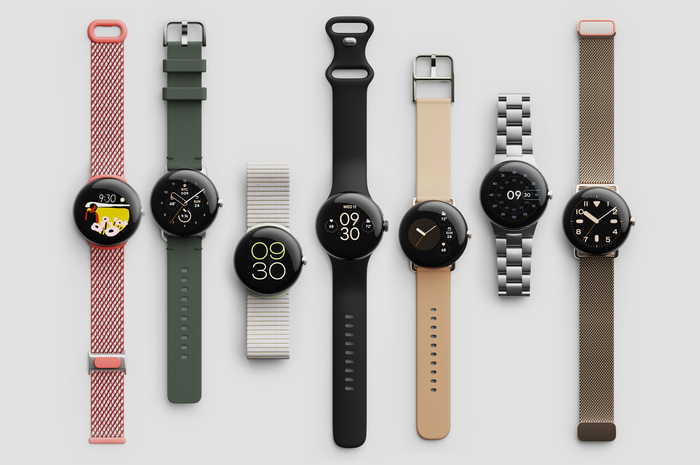 Deretan varian band sebagai aksesoris Google Pixel Watch.