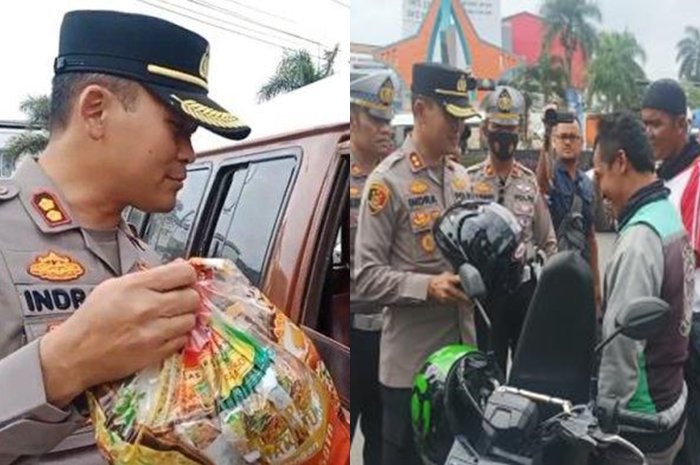 Polisi membagikan helm saat Operasi Zebra 2022 di Sumedang, ternyata ada sembako juga!