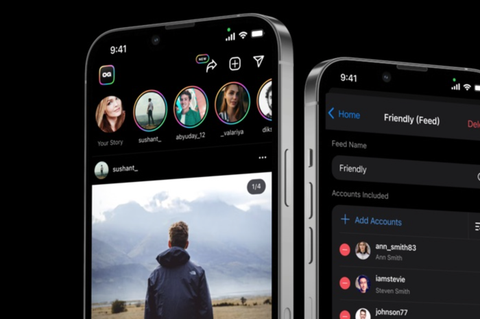 Tampilan user interface pada Instagram kustom aplikasi OG. 