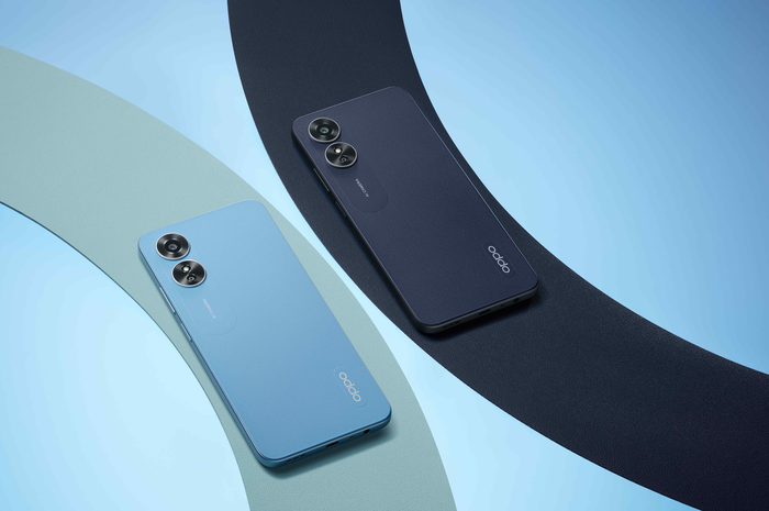 Desain Penampang belakang OPPO A17 Blue Lake dan Midnight Black.