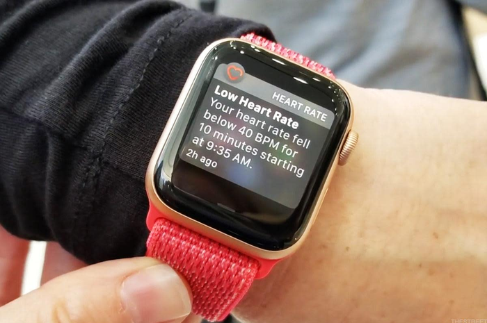 Tampilan fitur pengukur Detak Jantung pada Apple Watch.  