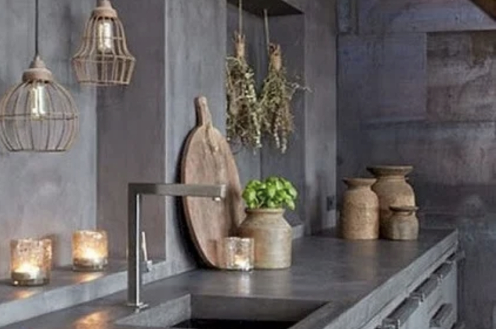 Desain meja dapur cor yang bujetnya lebih murah dari keramik ini jadi siasat jitu suasana tempat masak tetap bisa artsy. Ini 9 foto buktinya.