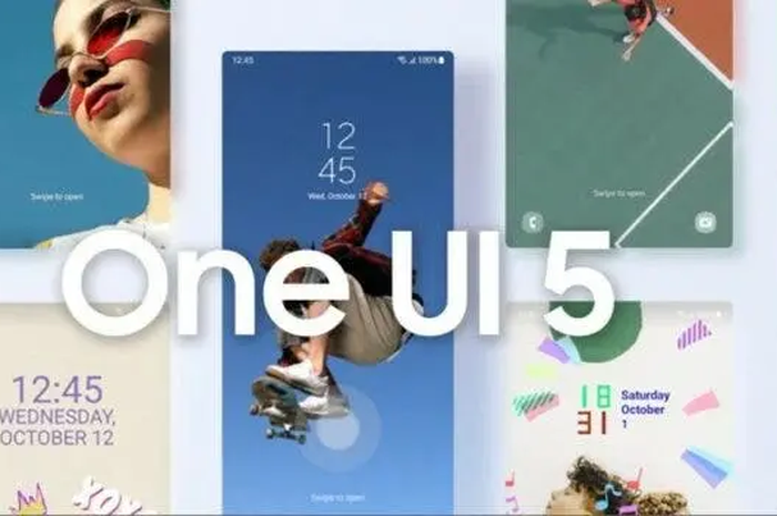 Tampilan lock screen One UI 5