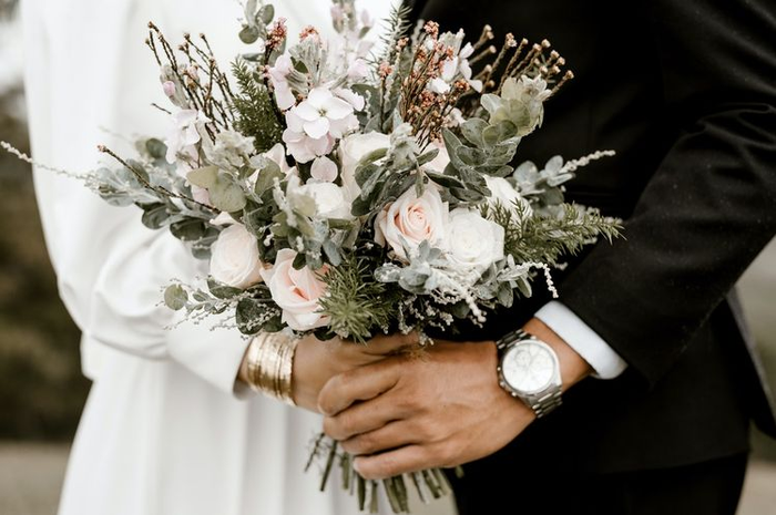 Ilustrasi pernikahan, pengantin. 