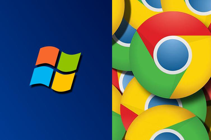 Logo Windows 7 (kiri) dan Google Chrome (kanan)