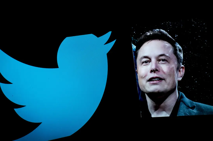 Ilustrasi Elon Musk dan logo Twitter