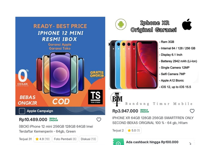 iphone versi IMEI Kemenperin dan smartfren Only, yang dijual online di marketplace