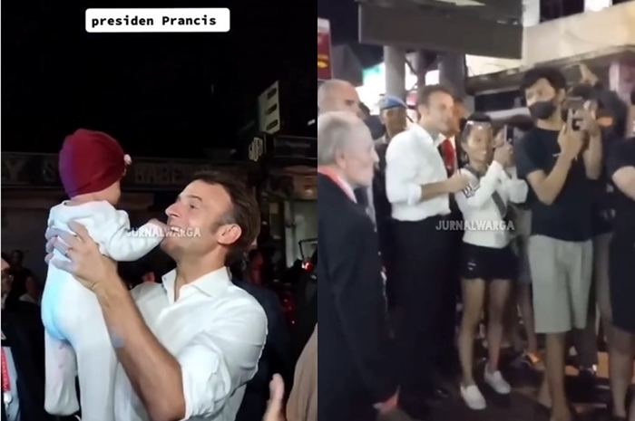 Momen Presiden Prancis, Emmanuel Macron jalan kaki setelah makan malam delegasi KTT G20 Bali.