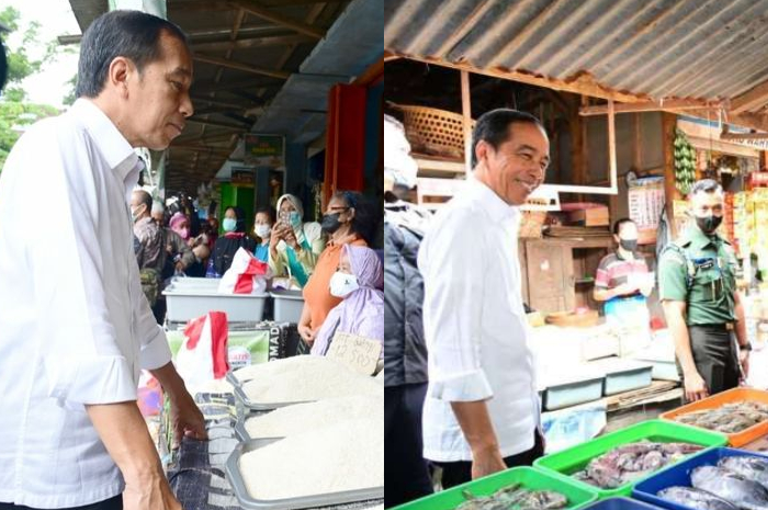 Presiden Jokowi saat mengunjungi Pasar Malang Jiwan Colomadu, Kabupaten Karanganyar, Jawa Tengah, Senin (21/11/2022). 