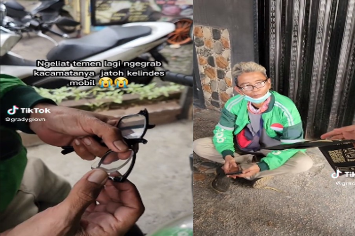 Momen kacamata driver ojol rusak dilindas mobil hingga keajaiban datang.