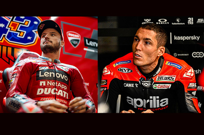 Jack Miller (kiri) dan Aleix Espargaro (kanan) adalah pembalap MotoGP 2023 yang belum pernah juara dunia di kelas sebelumnya baik Moto3, Moto2 atau pun MotoGP