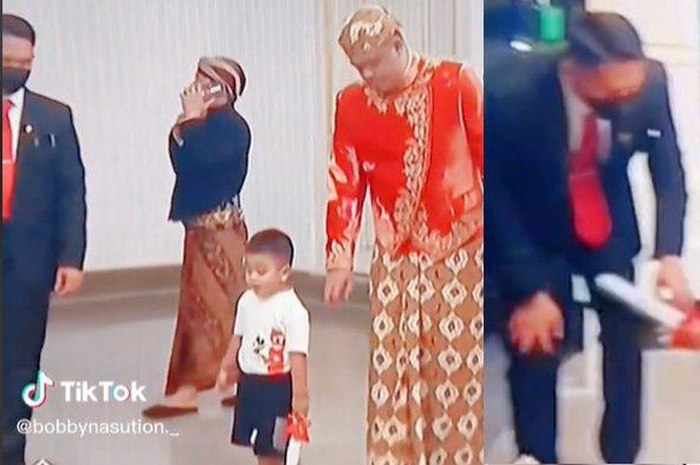 Di media sosial TikTok beredar bagaimana tingkah Al Nahyan membawa pedang ke area Tasyakuran Kaesang dan Erina Gudono pada Minggu 911/12/2022) malam.