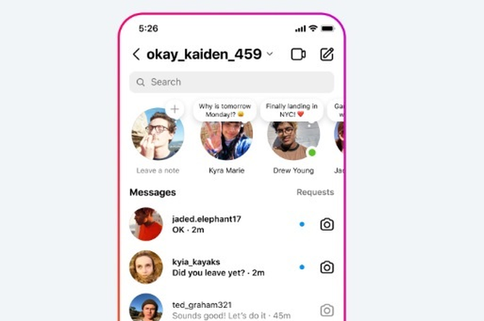 Fitur Notes di Instagram