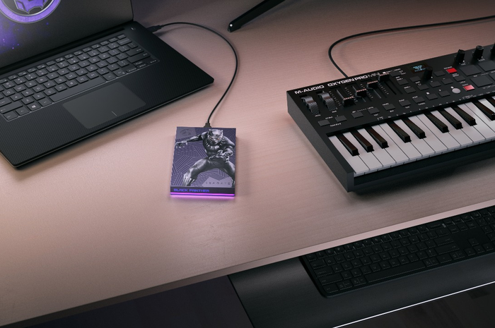 Seagate Black-Panther SE HDD Desk Lifestyle Overhead Hi Res