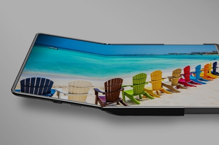 Ilustrasi teknologi layar Flex Hybrid yang dipamerkan Samsung di CES 2023.