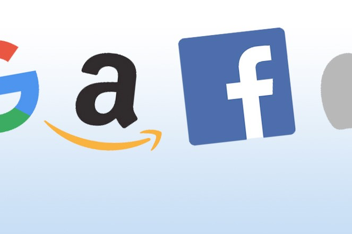 Logo perusahaan-perusahaan Big Tech, Google, Amazon, Facebook (Meta) dan Apple