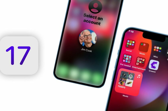 Ilustrasi iOS 17 di perangkat iPhone