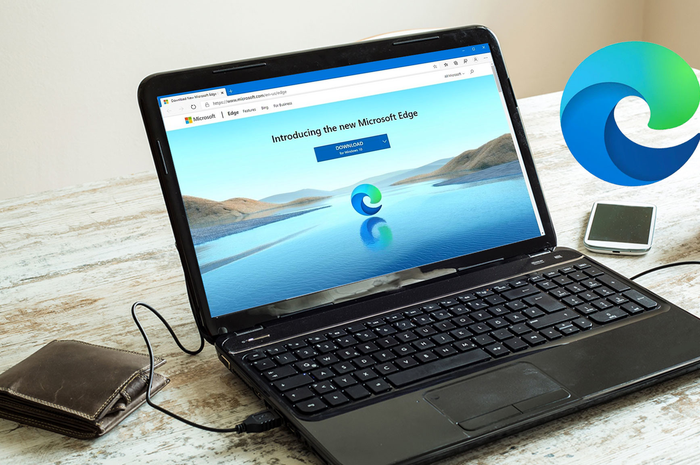 Ilustrasi Microsoft Edge di laptop