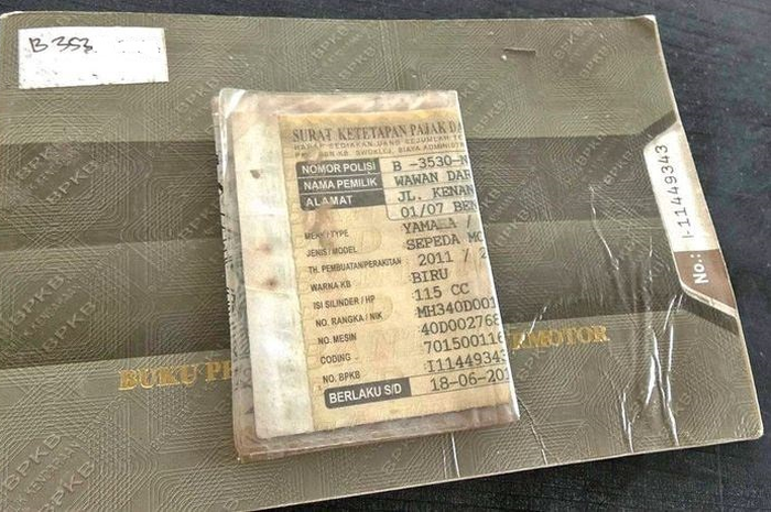 Akibat STNK mati 2 tahun tidak dibayar data dihapus, surat-surat kendaraan tak berguna lagi