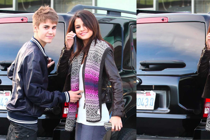 Ilustrasi cara hapus foto bersama mantan dengan menggunakan AI (DALL-E). (Selena Gomez dan Justin bibier)