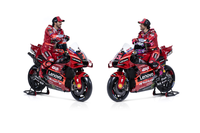 Ducati Lenovo Team untuk MotoGP 2023. Francesco Bagnaia pakai nomor 1 setelah 10 tahun tidak ada nomor utama di MotoGP. 