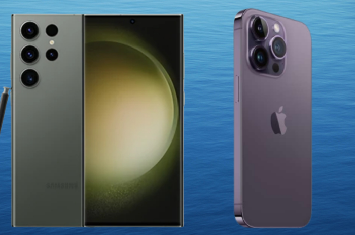 Ilustrasi Samsung Galaxy S23 Ultra vs iPhone 14 Pro Max.