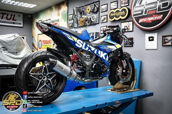 Super keren, modifikasi motor Suzuki Satria F150 comot kaki-kaki Ninja H2!