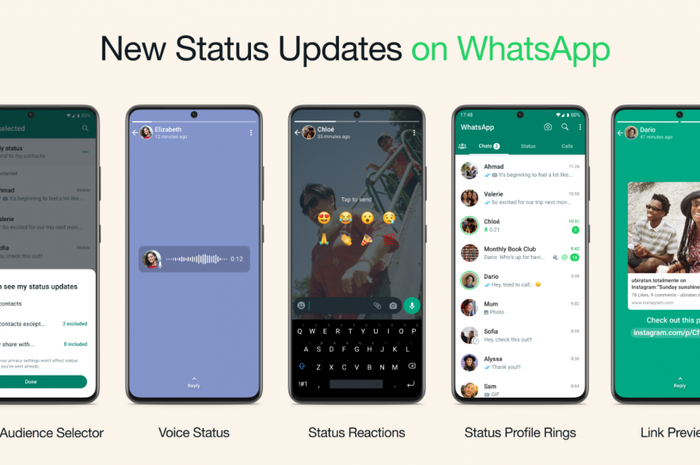 Fitur Terbaru Status WhatsApp yang beberapa terlihat seperti IG Stories.