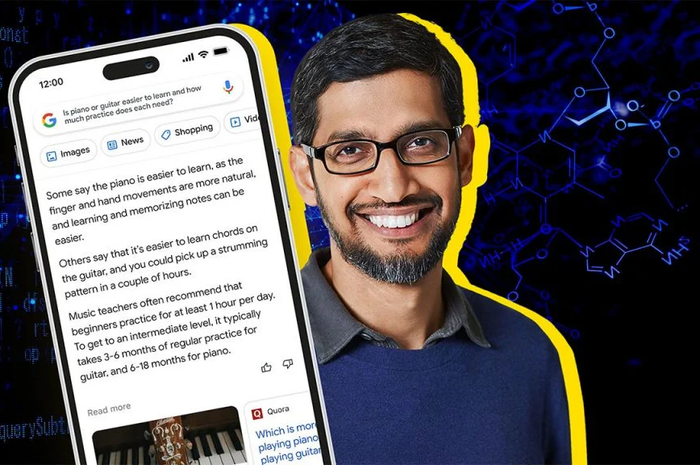 ChatBot AI Google Bard dan CEO Google Sundar Pichai.