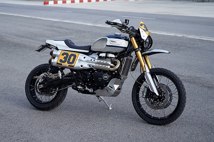 Modifikasi motor Triumph Scrambler 1200 XE garapan Tamarit Motorcycles.