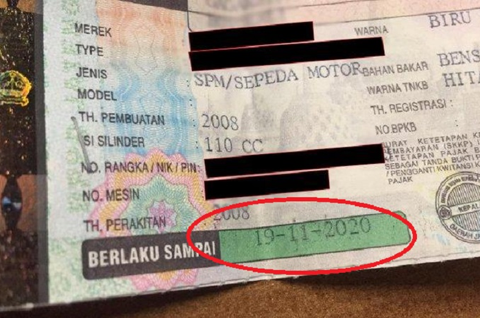 Pajak motor mati 5 tahun ditambah dua tahun kemudian tidak bayar pajak, data STNK dihapus dan motor jadi bodong.
