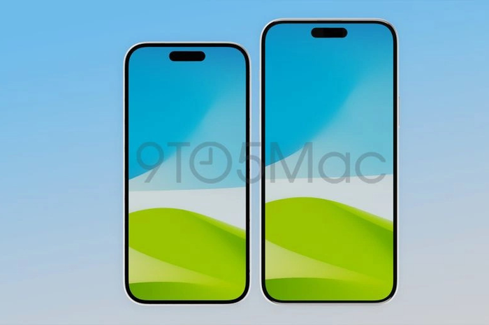 Render desain iPhone 15 dan iPhone 15 Plus yang telah menggunakan Dynamic Island.