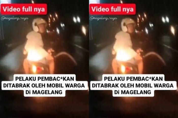 Pembonceng motor yang acungkan celurit ditabrak mobil viral di media sosial, terduga pelaku begal ternyata sempat akan lakukan ini.